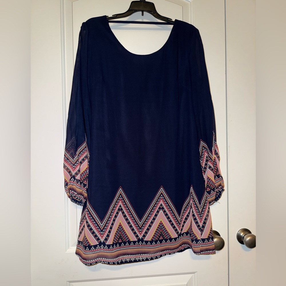 Jolt Juniors Navy Dress with Pink and Red Accents